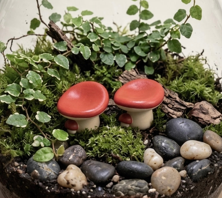 ByTheLeaf Mushroom Miniatures for Terrariums & Tray Gardens- Set of 2