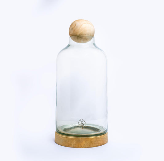 ByTheLeaf Terrarium Container with Wooden Base and Ball